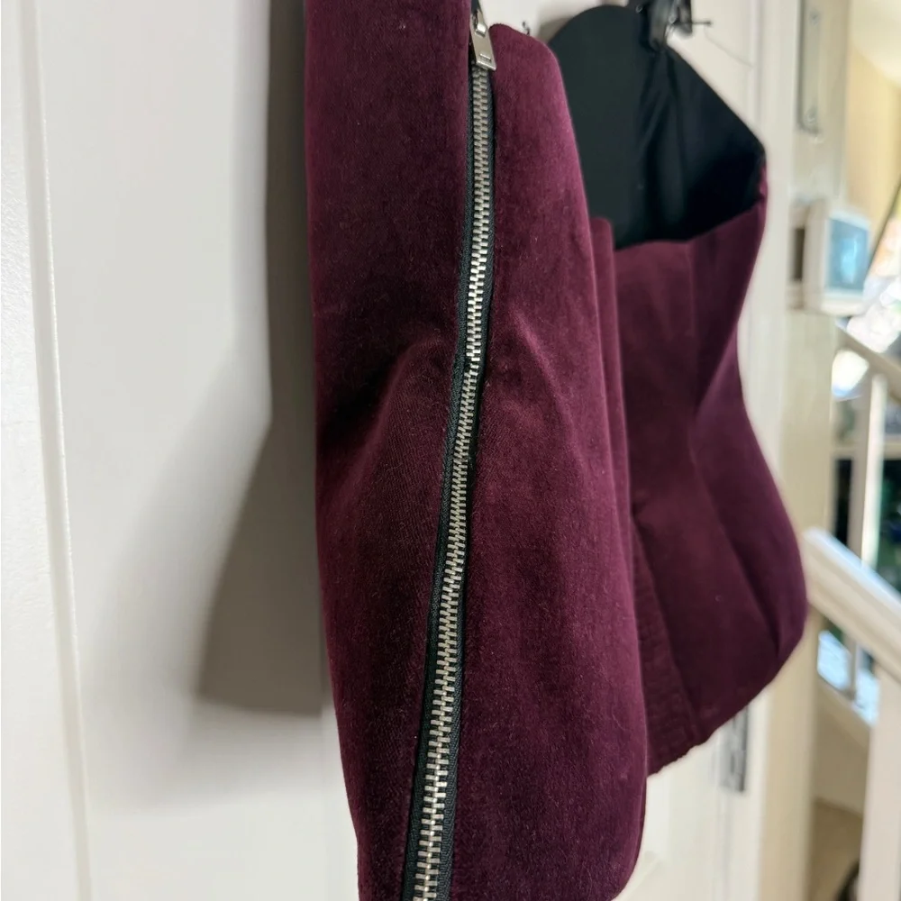 ZARA Burgundy Velvet Corset Bustier Size MEDIUM RALPH LAUREN CHRISTMAS NWOT - Picture 9 of 10
